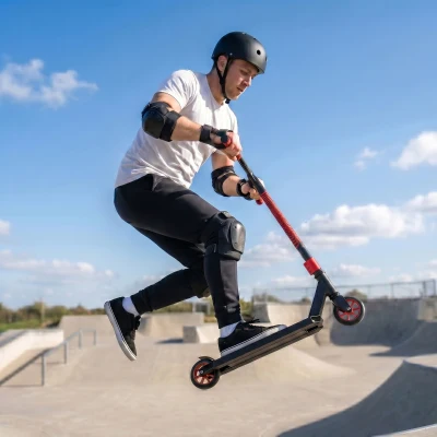 SPORTNOW Scooter Acrobático para Trucos Patinete Freestyle con Rodamientos ABEC-9 Ruedas 120 mm Giro 360° para Skatepark Rojo