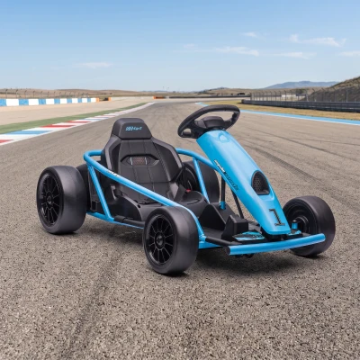 HOMCOM Kart Électrique pour Enfants 24 V, Go Kart avec Mode Drift, 2 Moteurs, Démarrage Progressif, 2 Vitesses 6-13 km/h, Bleu