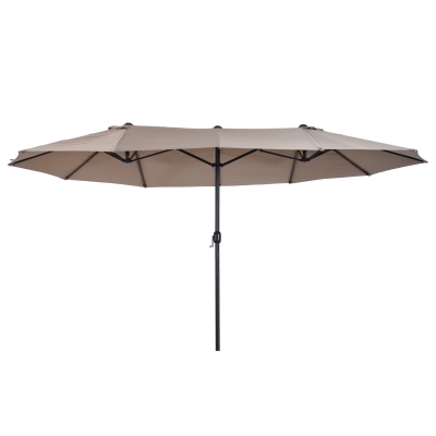 Outsunny parasol met zwengel tuinparasol dubbele marktparasol 460 x 270 cm koffie