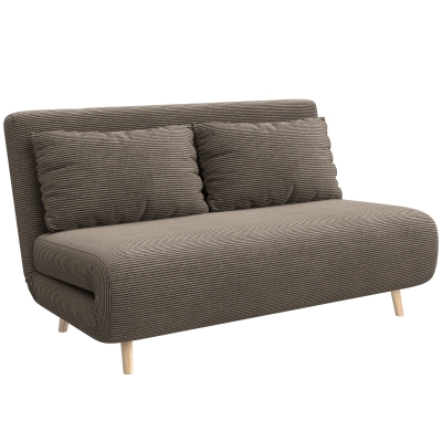HOMCOM Slaapbank, logeerbed, 3-standen verstelbare rugleuning, cordstof, tot 120 kg, 141 x 90 x 81 cm, donkerbruin