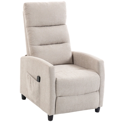 HOMCOM Sillón de Masaje Reclinable con Reposapiés 2 Zonas de Masaje Respaldo Alto Bolsillos Tapizado en Chenilla Crema