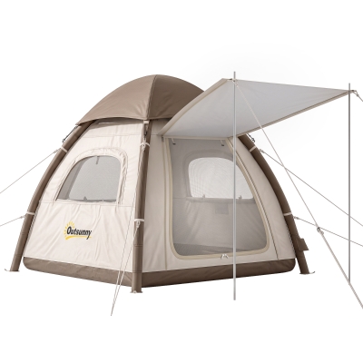 Outsunny Tienda de Campaña Inflable con Mosquitera Vestíbulo Bomba para 3–4 Personas UPF30+ Bolsa Montaje Rápido Impermeable