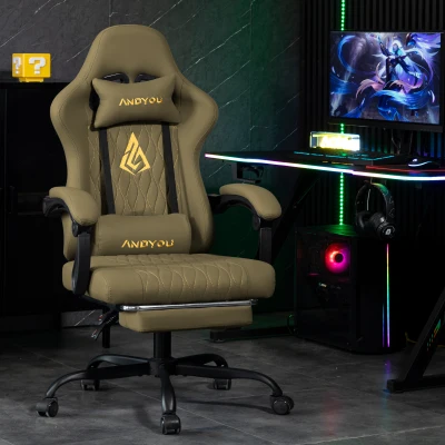 Poltrona gaming con poggiapiedi, Verde