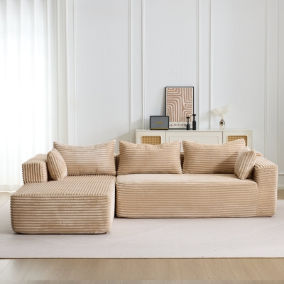 Divano angolare modulare a L con chaiselongue, Beige
