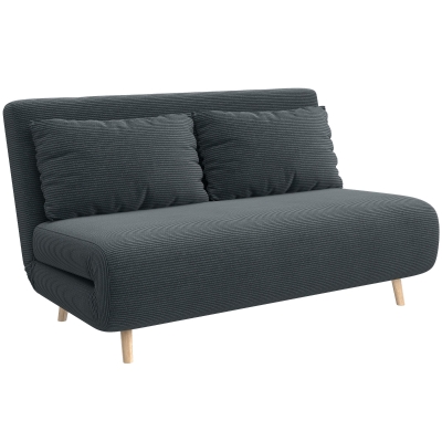 HOMCOM Slaapbank, logeerbed, 3-voudig verstelbare rugleuning, corduroy-look, tot 120 kg, 141 x 90 x 81 cm, Donkergrijs