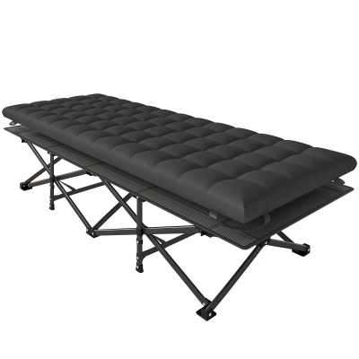 Outsunny Cama Plegable Camping con Colchón Extraíble de Tela Oxford 600D con Reposacabezas y Bolsa Carga 200 kg Negro