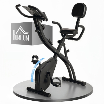 HOMCOM 2-in-1 Foldable Exercise Bike Black with LCD Display