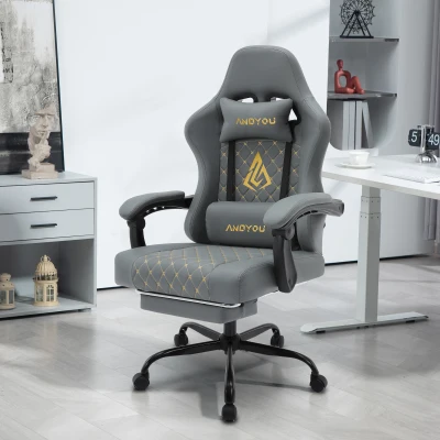 Sedia da gaming con poggiapiedi, Grigio