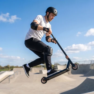 SPORTNOW Trotinete Acrobática com Guiador 360° Rolamentos ABEC-9 Rodas de PU de 120 mm Estrutura de Alumínio 66x47x81 cm Dourado