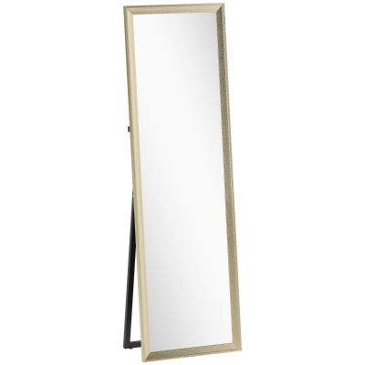 HOMCOM Staande Spiegel, flexibel plaatsbaar, 160 x 50 cm, Goudtint