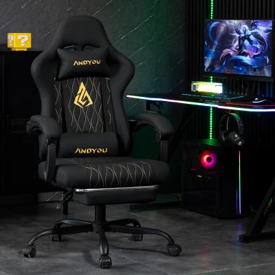 Sedia da gaming con poggiapiedi, Nero