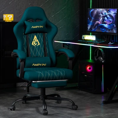 Sedia da gaming con poggiapiedi, Blu marino