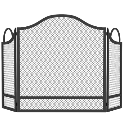 HOMCOM Parachispas para Chimenea Plegable de 3 Paneles, en Metal Pintado, Listo para Usar, 122x1x74 cm, Negro