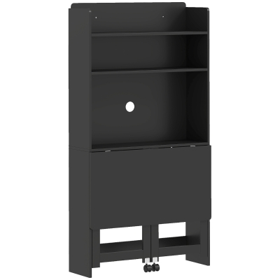 HOMCOM Foldable Computer Desk with Storage Shelves 80x69x155cm Black