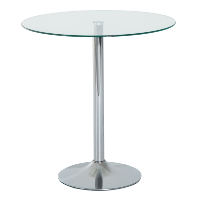 HOMCOM Ronde Eettafel met Glazen Tafelblad, Metalen Frame, Zilverkleurig
