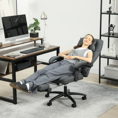 Vinsetto Massagewerkstoel, USB-aansluiting, draaibare wielen, Donkergrijs