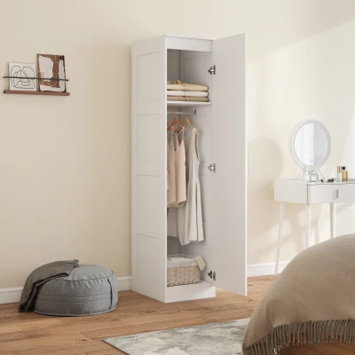 HOMCOM Garderobekast Multifunctionele kast met kledingstang, plank, soft-close deur 40 x 52 x 180 cm Wit