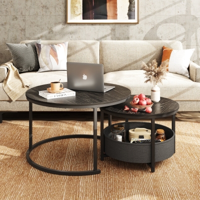 Set di 2 tavolini da salotto, Nero