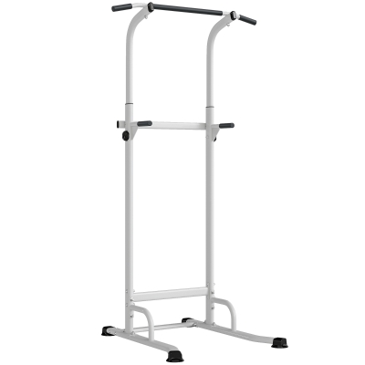 SPORTNOW Barra de Dominadas Altura Regulable Estación de Fondos Resistente para Gimnasio en Casa Entrenamiento de Fuerza Blanco