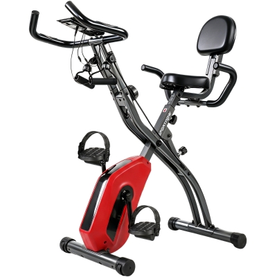 SPORTNOW Folding Exercise Bike 8-Level Magnetic Red