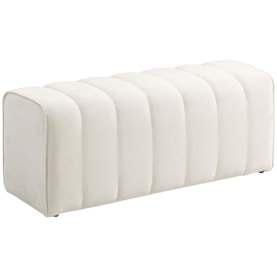 HOMCOM Moderne slaapkamerbank 110 x 40 x 44 cm — linnenlook, tot 220 kg, crèmewit