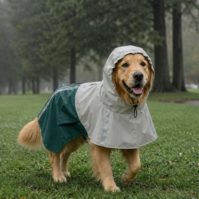 PawHut Imperméable Chien Capuche Réfléchissant 110x72cm Vert