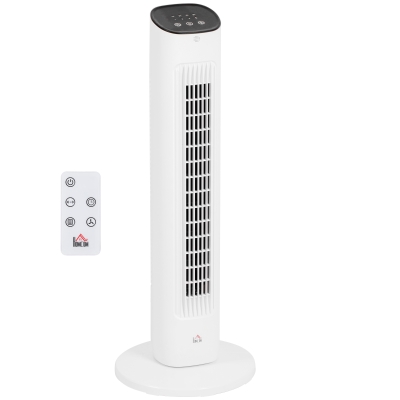 HOMCOM Zuilventilator 50W met Afstandsbediening stille 3 snelheden Timer en 85° Oscillatie 30 x 30 x 78 cm wit