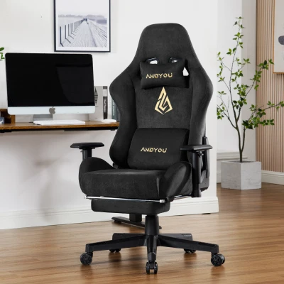 Sedia da gaming con poggiapiedi, Nero