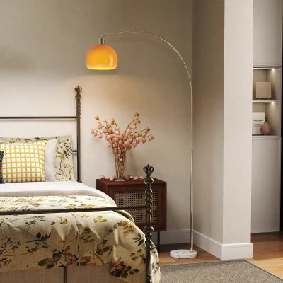 HOMCOM Modern Floor Lamp with Shade Orange