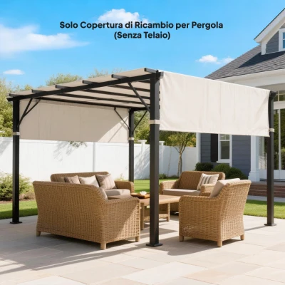 Outsunny Telo per Gazebo Pergola 3x3 m in Poliestere color Kaki