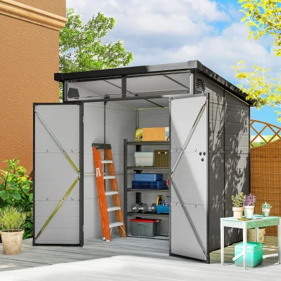 Garden Storage Shed 190W x 191D x 215H cm Light Grey
