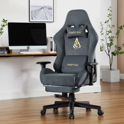 Sedia gaming con poggiapiedi, Grigio