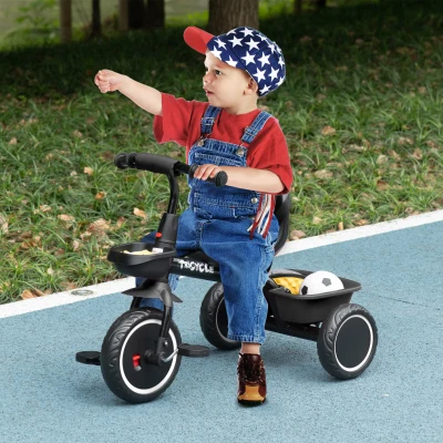 AIYAPLAY Triciclo per Bambini 2-5 Anni Seduta Regolabile, Nero
