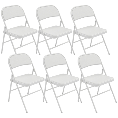 HOMCOM Lot de 6 Chaises Pliantes Salle à Manger Acier Blanc