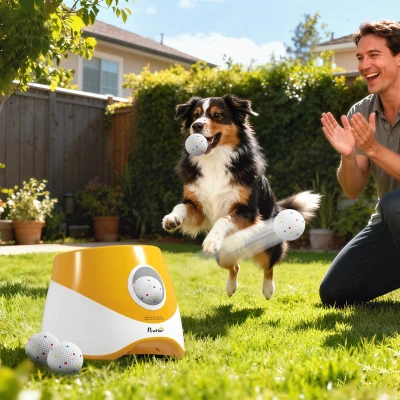 PawHut Automatic Dog Ball Launcher 5 Balls 3 Distance Orange