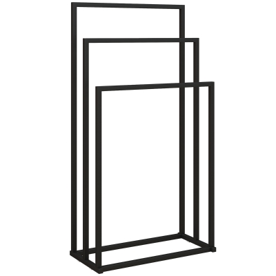 HOMCOM Handdoekhouder Staand Handdoekrek met 3 stangen, handdoekladder van staal 45 x 21,5 x 85 cm