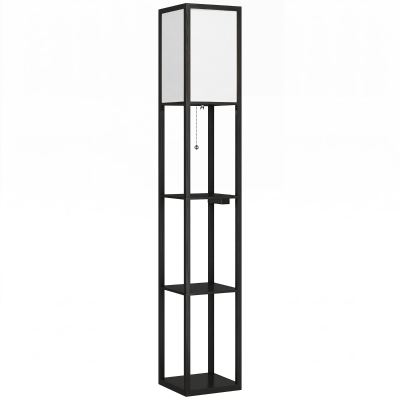 HOMCOM LED vloerlamp met planken, dimbaar, kettingschakelaar & stekkerdoos, zwart