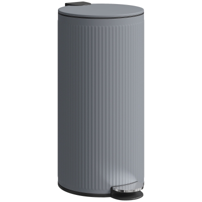 HOMCOM Prullenbak 30 L Tretemmer met softclose-deksel en pedaal, binnenemmer metaal, Zwart, 36 x 30 x 60,5 cm