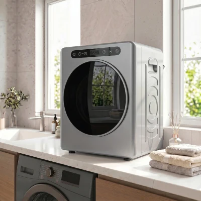 HOMCOM 5kg Ablufttrockner, 1000W Kompakter freistehender Frontlader-Wäschetrockner mit Edelstahltrommel, Timer, Silber