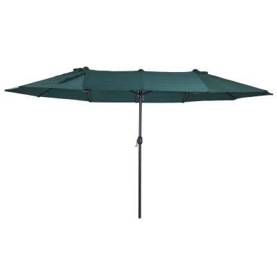 Outsunny parasol met zwengel tuinparasol dubbele marktparasol 460 x 270 cm donkergroen