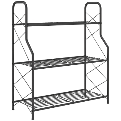 Outsunny Soporte para Plantas de 3 Niveles Estantería Metálica Resistente para Interior y Exterior 69x28,5x78 cm Negro