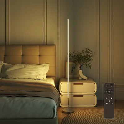 HOMCOM Modern Floor Lamp with Shade Living Room White