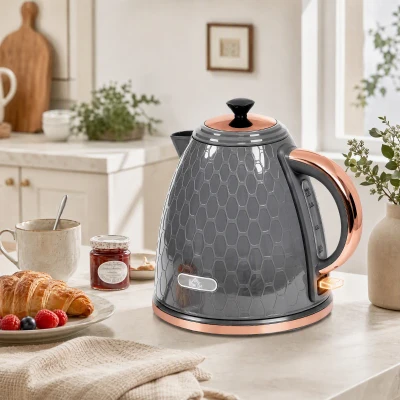 HOMCOM Chaleira, 2200W, Visor, Filtro, Fervura Rápida, Cinza