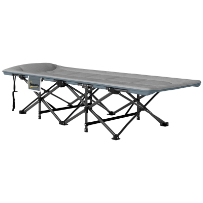 Outsunny Feldbett faltbar Campingbett mit Matratze Kopfkissen Seitentasche 187 x 67 x 37 cm Gästebett bis 150 kg Grau