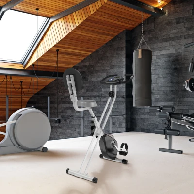 HOMCOM Hometrainer fietstrainer met 8 niveaus van magnetische weerstand staal zwart