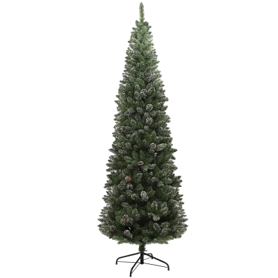 HOMCOM Árbol de Navidad Artificial 225 cm con 980 Ramas 38 Piñas y Soporte de Metal Árbol Navideño para Salón Interior Verde
