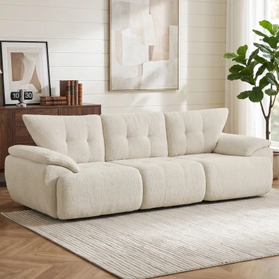 HOMCOM Canapea 3 locuri, 260 cm, Chenille, canapea modulară fără cadru cu suprafață de șezut extra-largă și adâncă, cotiere late