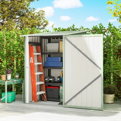 Outsunny Caseta de Jardín Metálica 0,92 m² 100x103x160 cm con 1 Puerta y Cerradura para Almacenamiento Herramientas Verde Claro