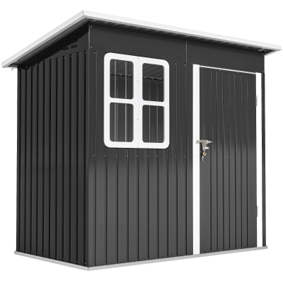 Outsunny Caseta de Jardín 221x133x190 cm Cobertizo de Exterior Metálico para Almacenamiento de Herramientas Gris Oscuro
