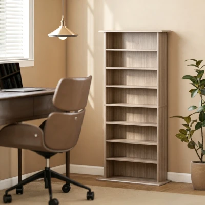 HOMCOM Étagère 8 Compartiments Bois Naturel 58x24x126cm